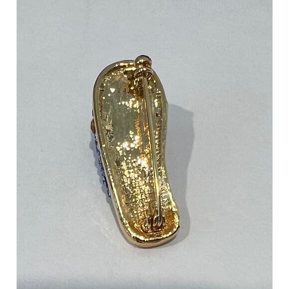 NWT Angie Designer Collection Blue Rhinestone Jeweled Slipper Sandal Brooch Pin - Picture 6 of 8
